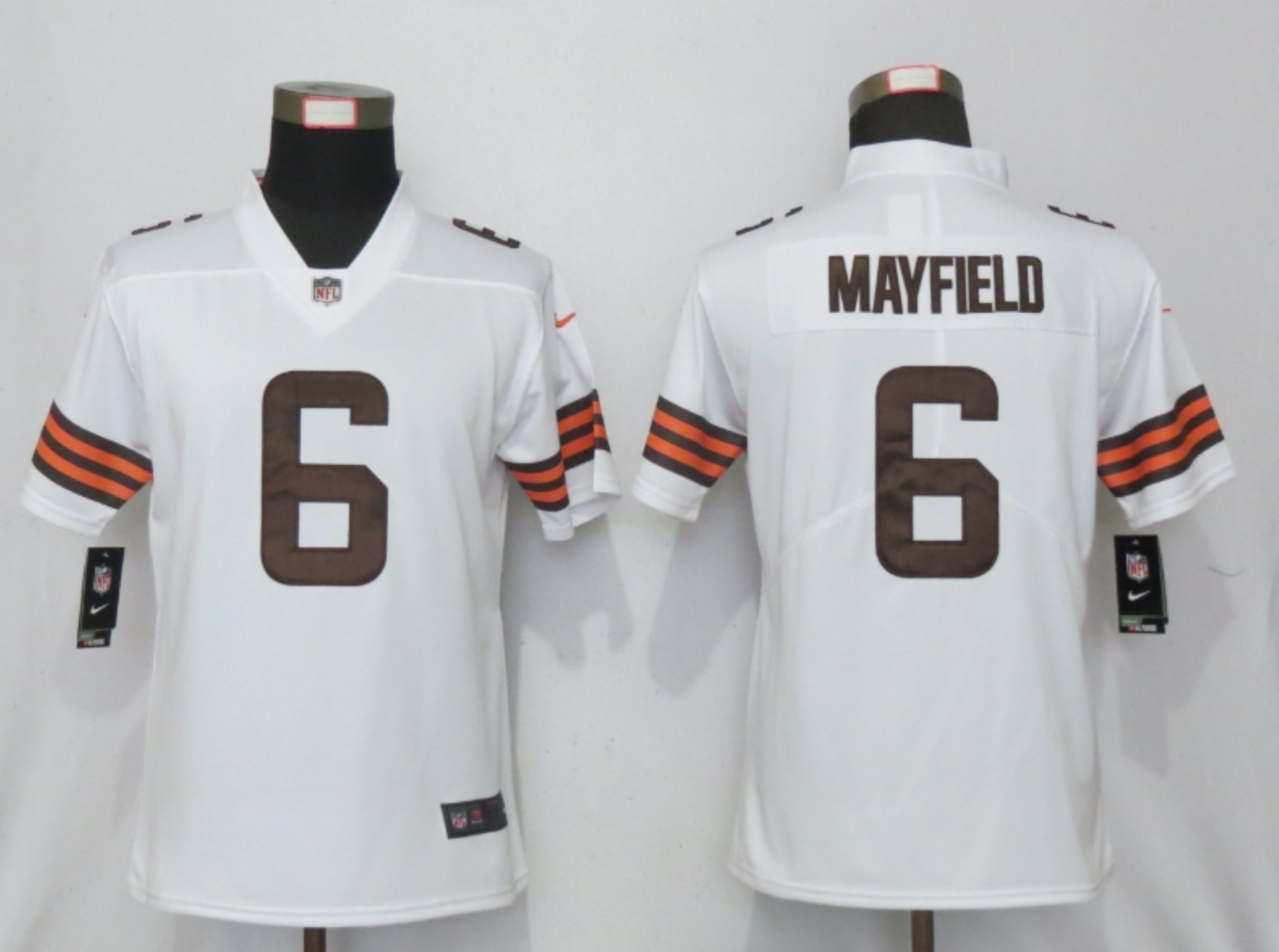 Women New Nike Cleveland Browns #6 Mayfield White Vapor Elite Playe->pittsburgh steelers->NFL Jersey